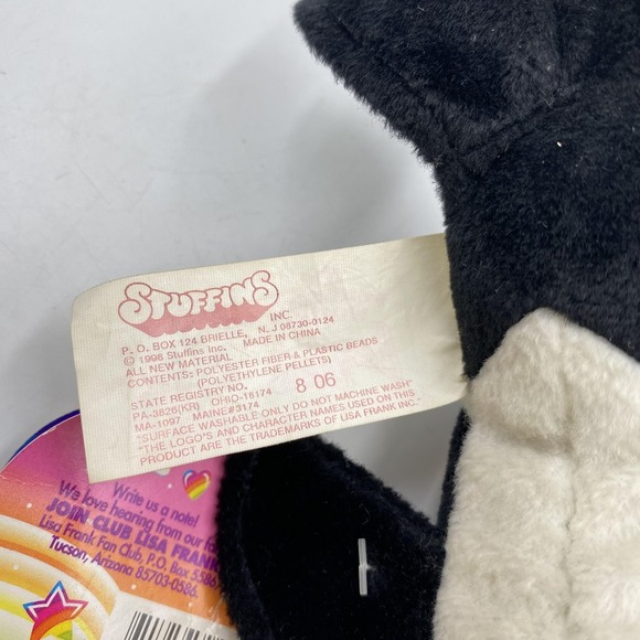 Vintage 1998 Lisa Frank Max Splash Orca Whale Fantastic Beans Plush Toy Beanbag - Picture 6 of 10